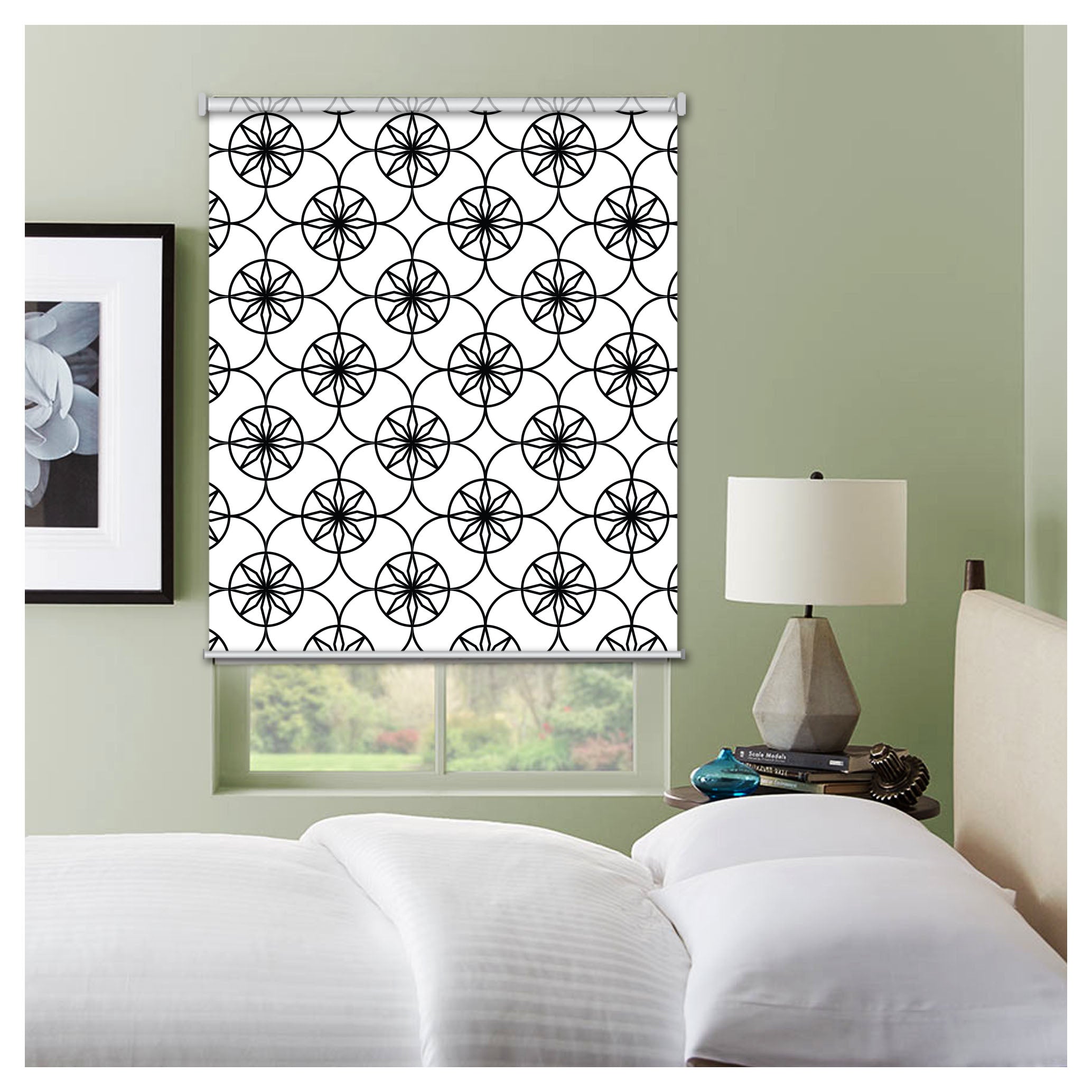 Mosaic Style Black And White Print Window Roller Shade Art Shades 9843