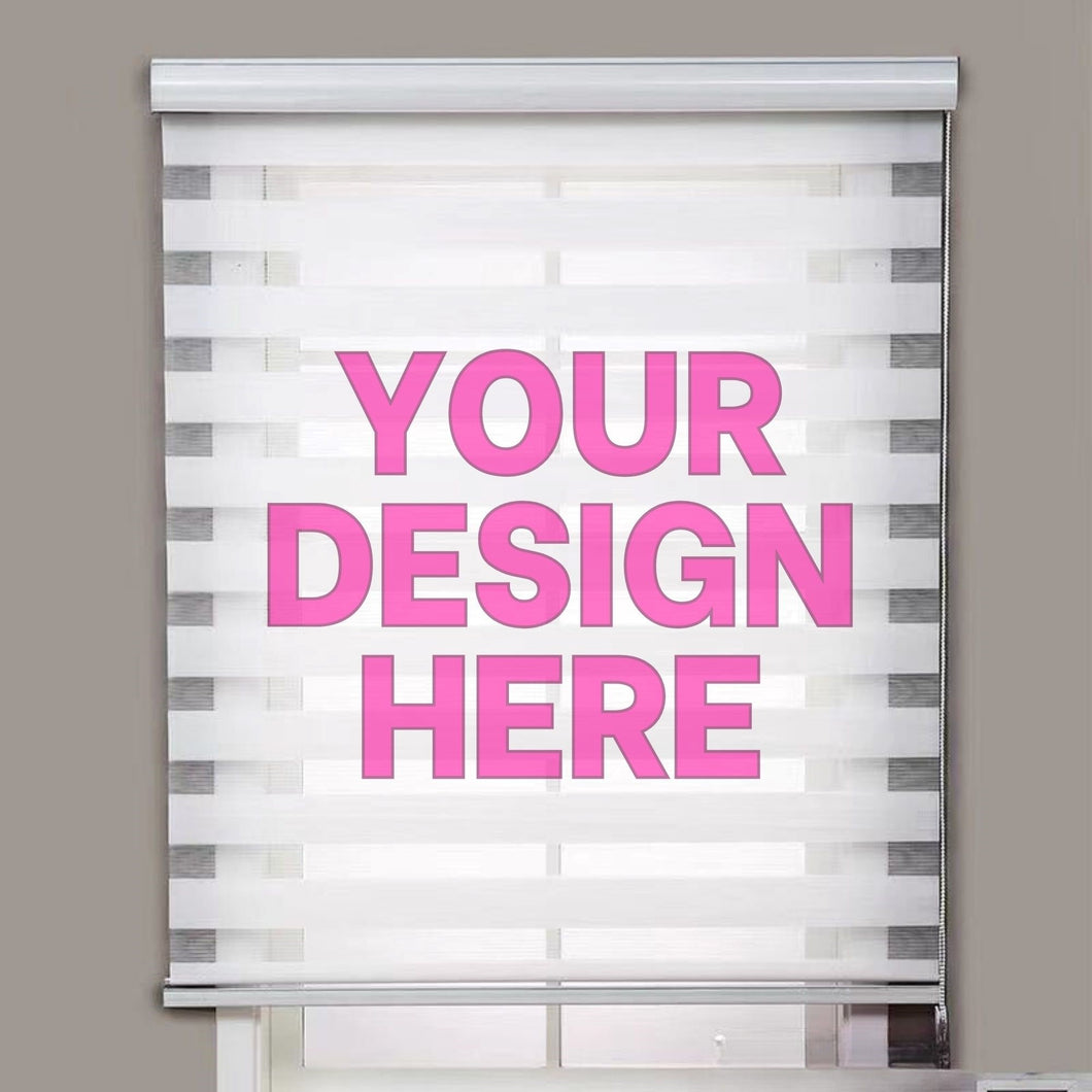 Custom Image Business Logo Personalized Design Zebra Roller Shades with Valance