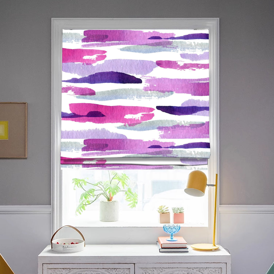 Watercolor Painting Art Purple Window Roman Shade