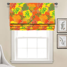 Load image into Gallery viewer, Colorful Yellow Orange Green Botanical Linen Faux Roman Shade Valance
