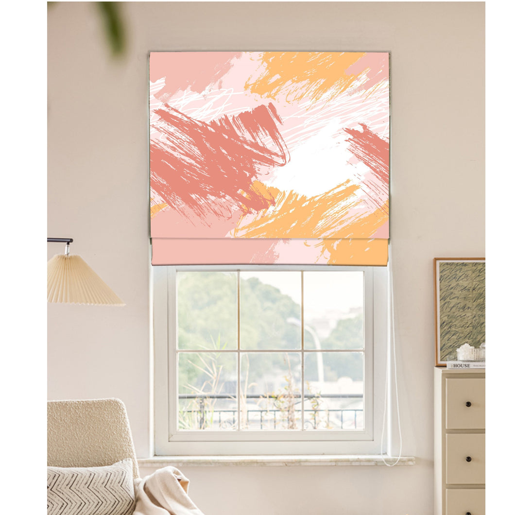 Pink Brush Vibes Window Roman Shade