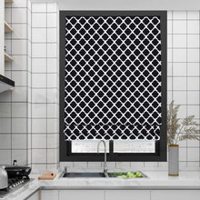 Load image into Gallery viewer, Monochrome Black and White Diamond Shapes Window Roman Shade
