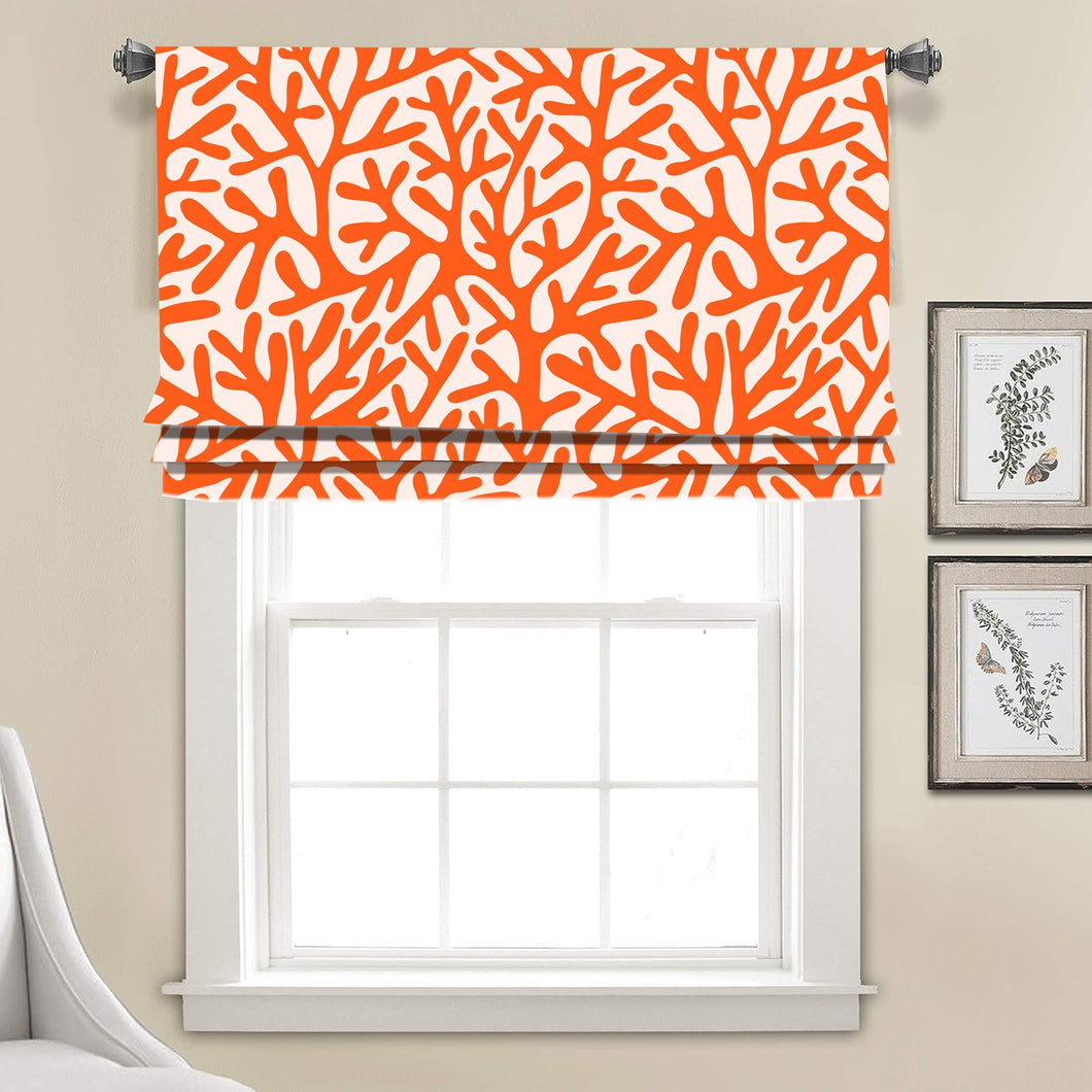 Coral Reef Orange Algae Branches Faux Roman Shade Valance