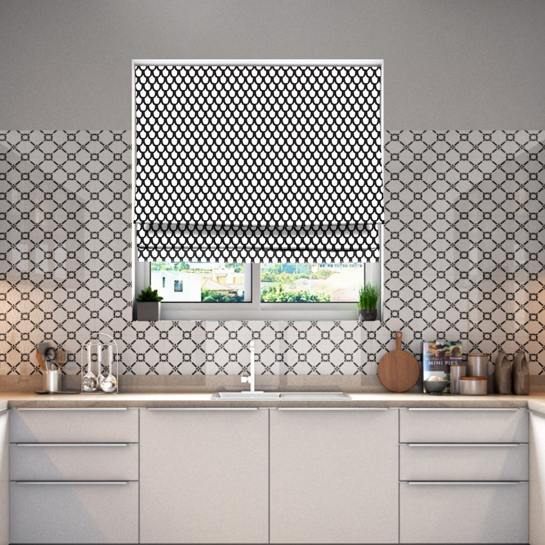 Black and White Modern Minimalist Mosaic Seamless Window Roman Shade