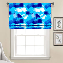 Load image into Gallery viewer, Blue Abstract Brush Paint Faux Roman Shade Valance
