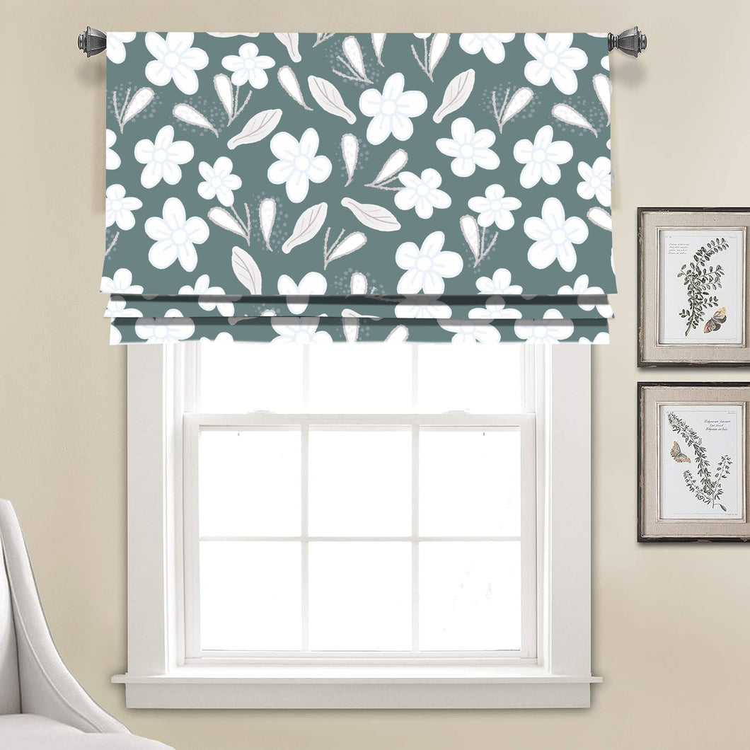 Soft Botanical Print Faux Roman Shade Valance