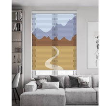 Load image into Gallery viewer, Abstract Boho Mountain Scenic Drive Window Zebra Roller Shades with Valance
