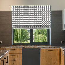 Load image into Gallery viewer, Monochrome Geometry Black and White Pattern Window Roman Shade
