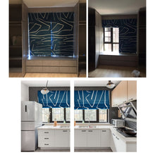 Load image into Gallery viewer, Contemporary Blue Abstract Line Pattern Linen Window Roman Shade
