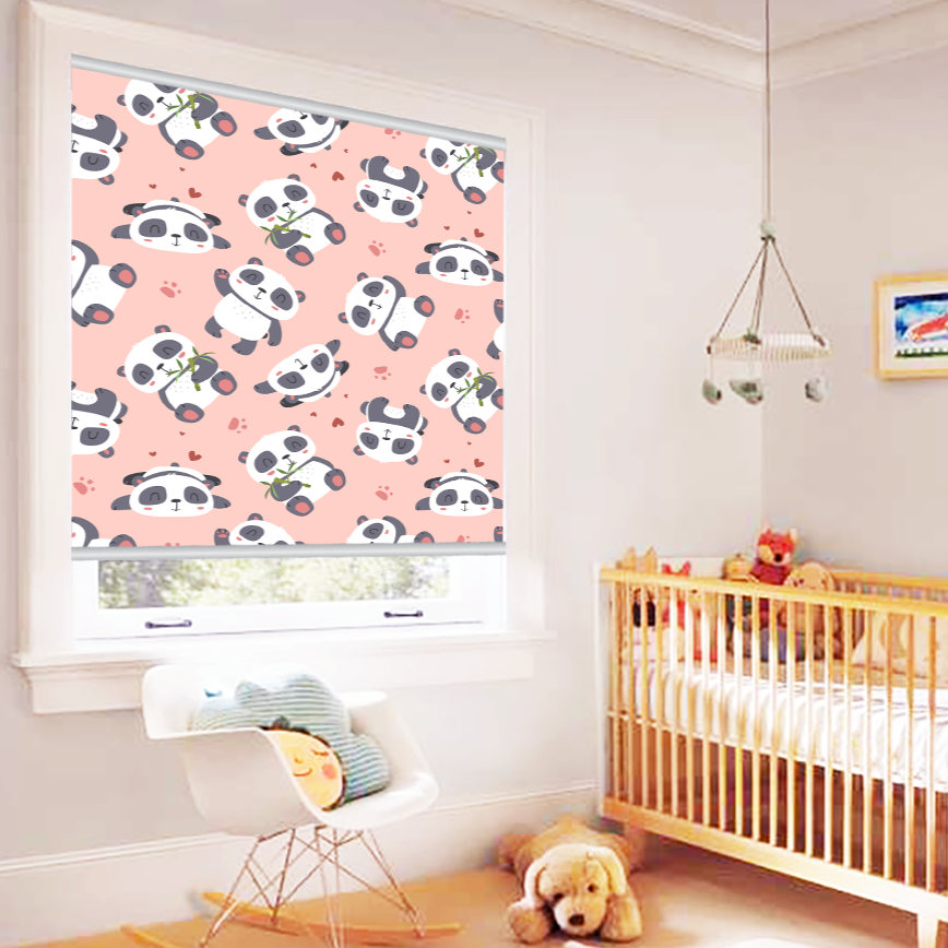 Pink Panda Nursery Kid Room Window Roller Shade