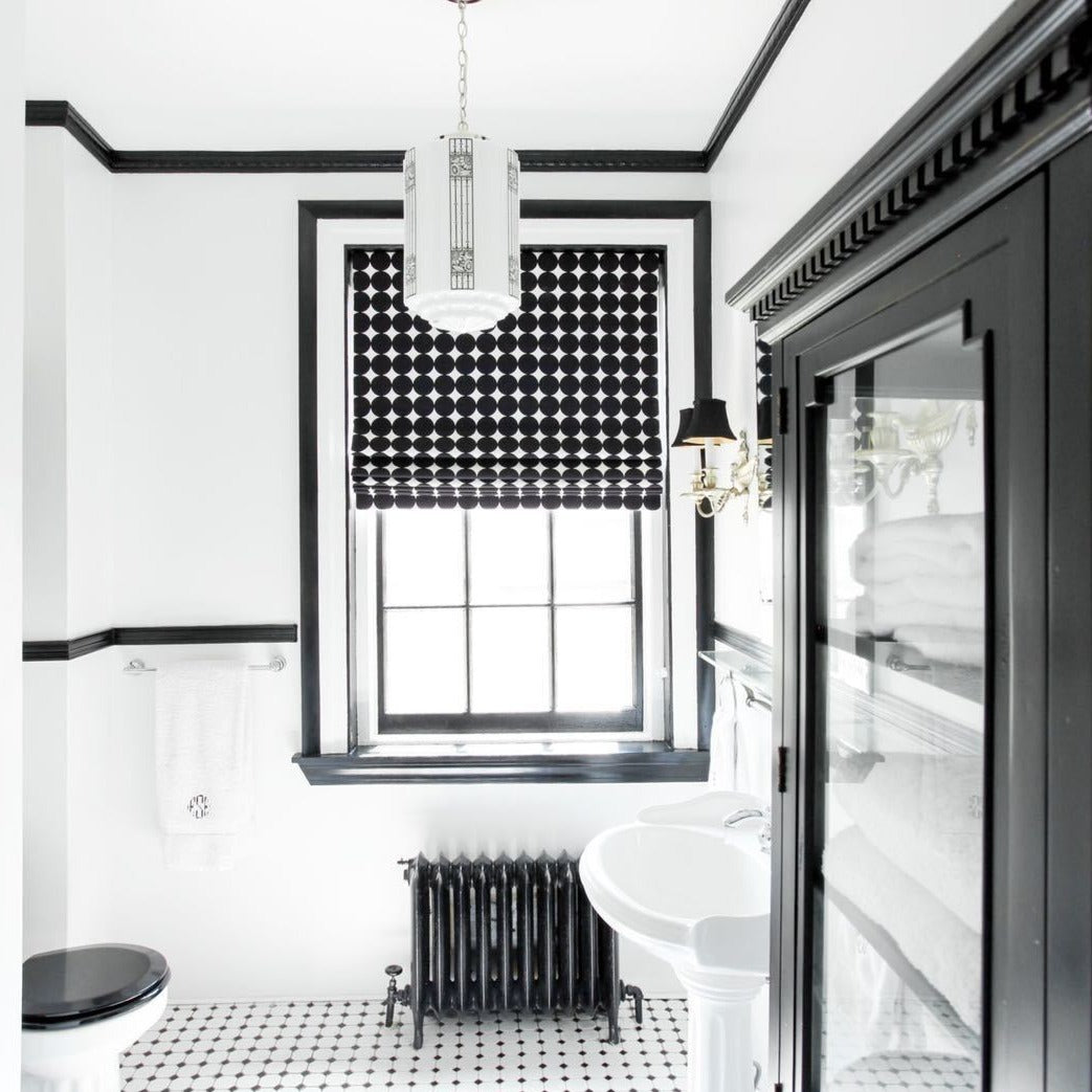 Black and White Contemporary Polka Dot  Window Roman Shade