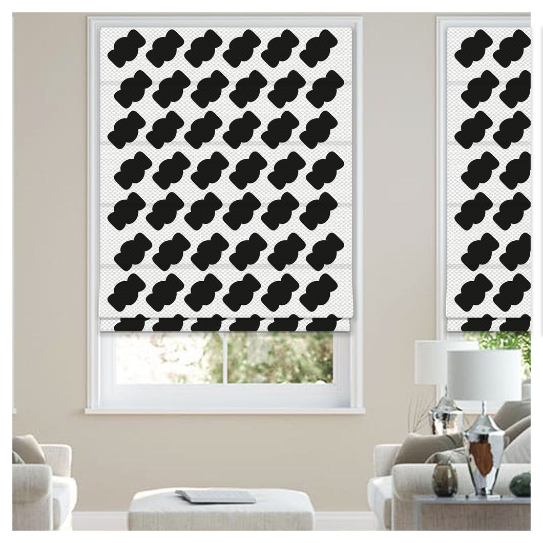 Black & White Seamless Pattern Print Window Roman Shade