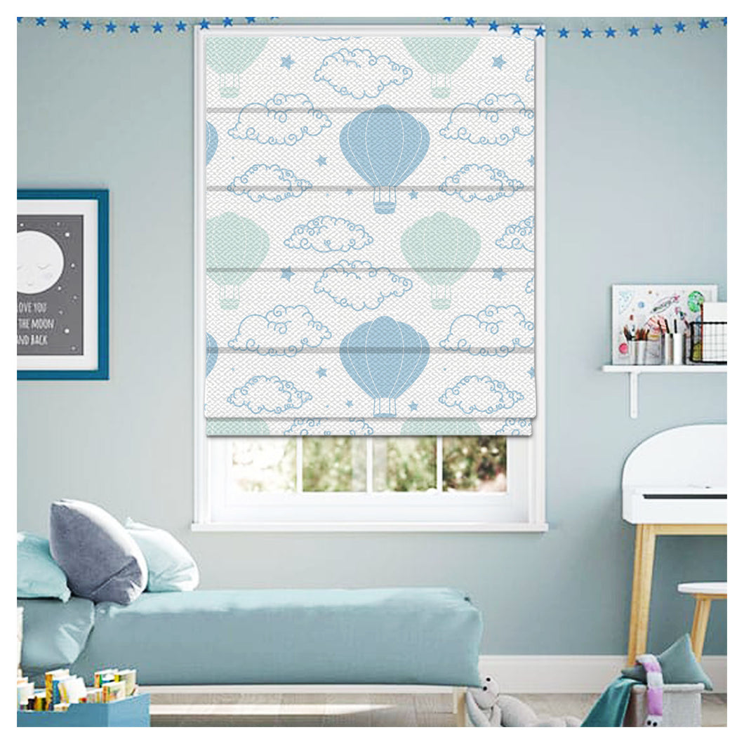 Hot Air Balloon Nursery Pattern Print Window Roman Shade