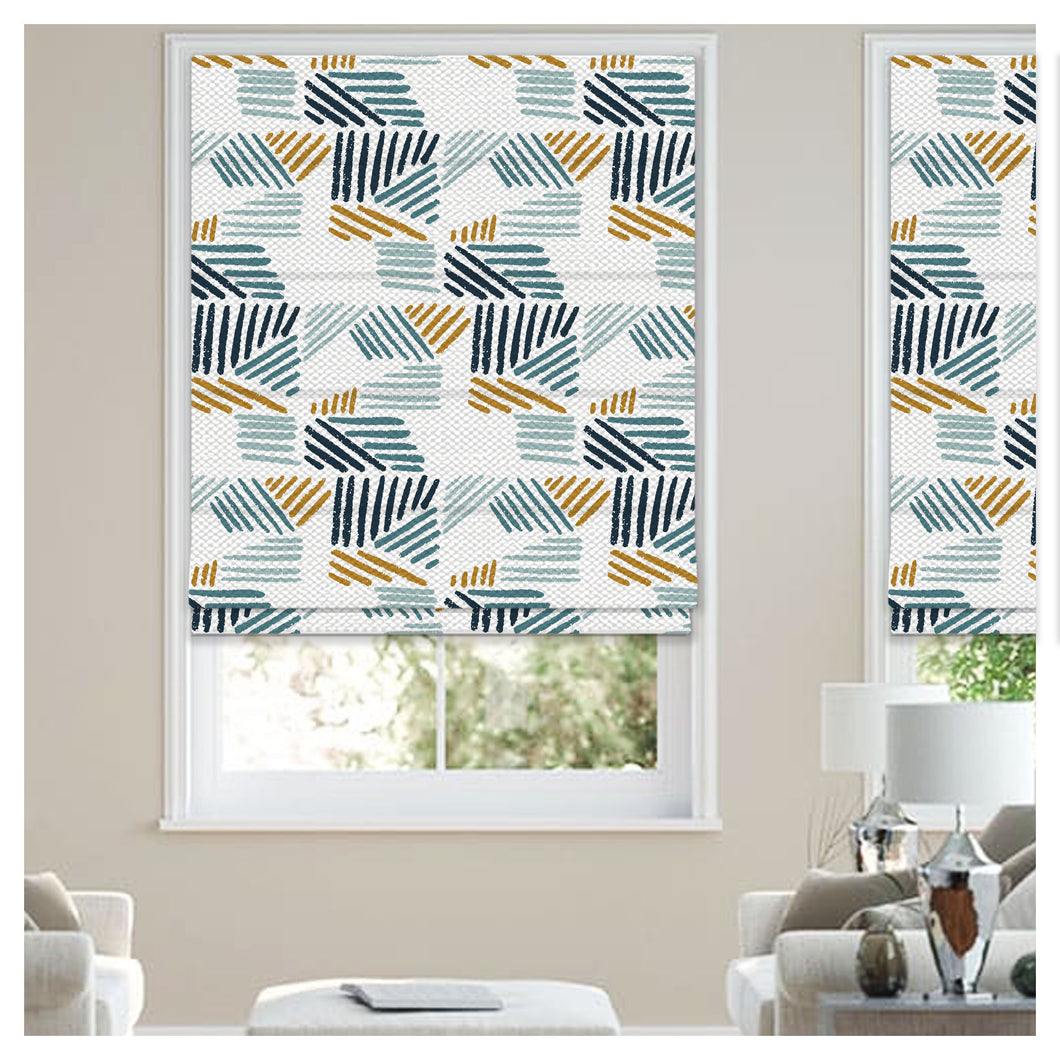 Organic Flat Abstract Element Pattern Print Window Roman Shade