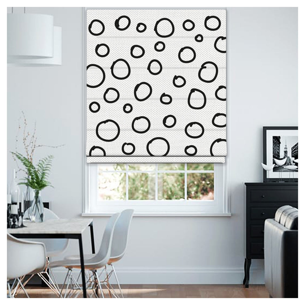 Hand Drawn Doodle Circle Borders Scandinavian Window Roman Shade