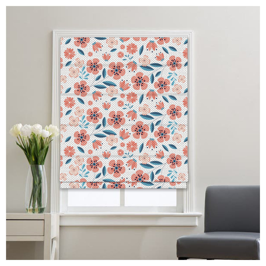 Floral Peach Tone Pattern Print Window Roman Shade