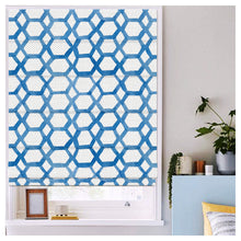 Load image into Gallery viewer, Blue Watercolor Hand Paint Geometry Window Roman Shade
