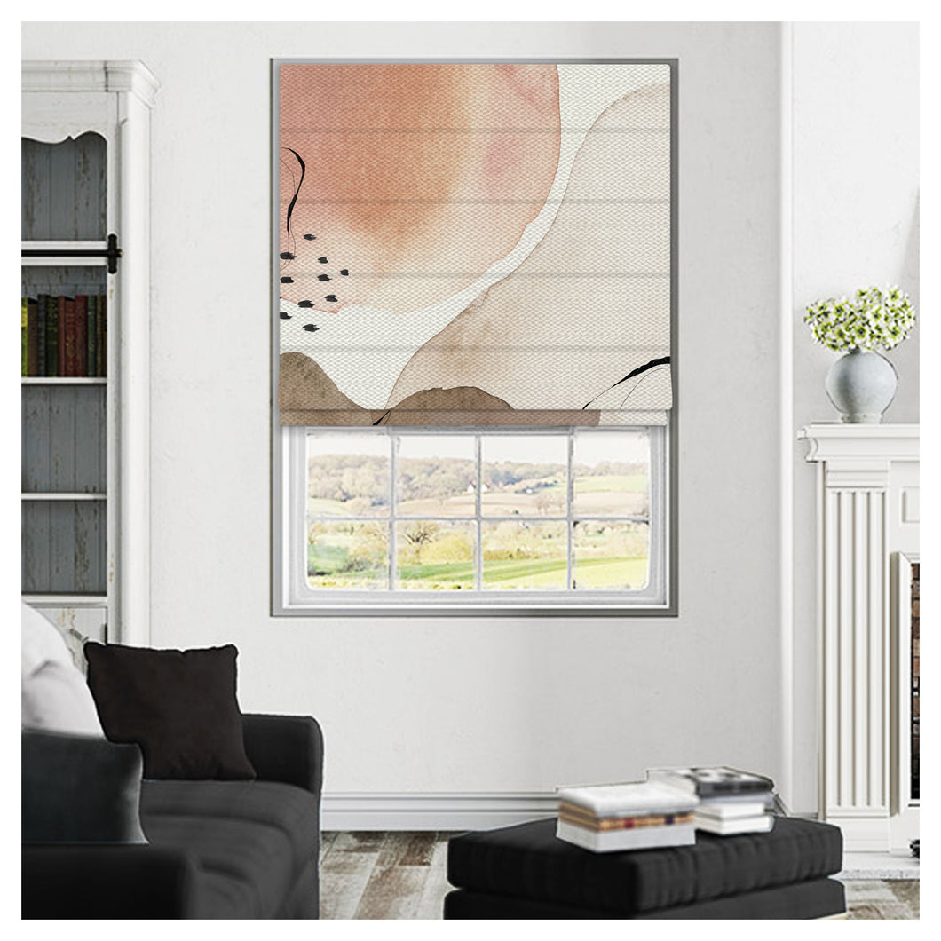 Earth Tone Abstract Pattern Print Window Roman Shade