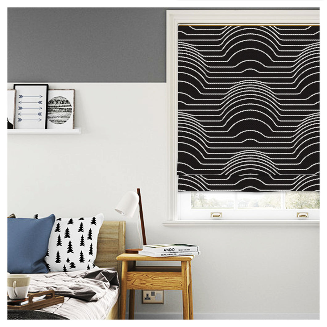 Black and White Retro Line Scandinavian Window Roman Shade