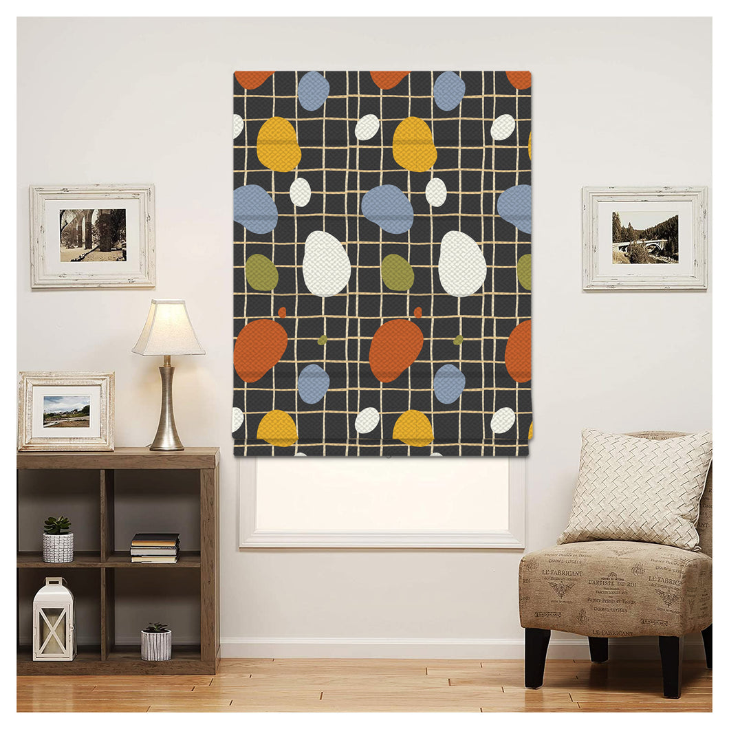 Hand Drawn Abstract Element Pattern Print Window Roman Shade