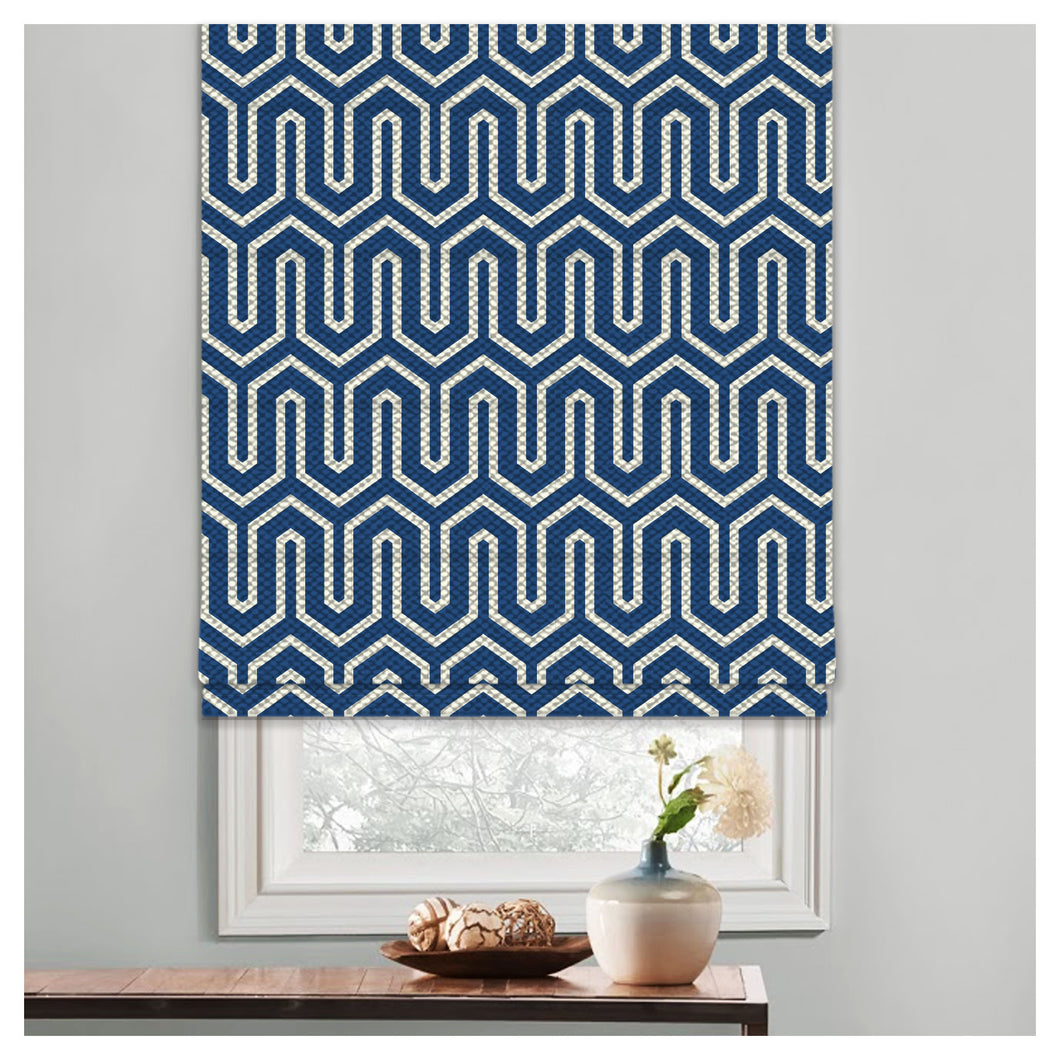 Geometric Classic Pattern Print Window Roman Shade