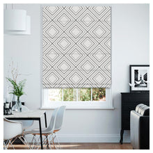 Load image into Gallery viewer, Black And White Diamond Shapes Pattern Window Roman Shade
