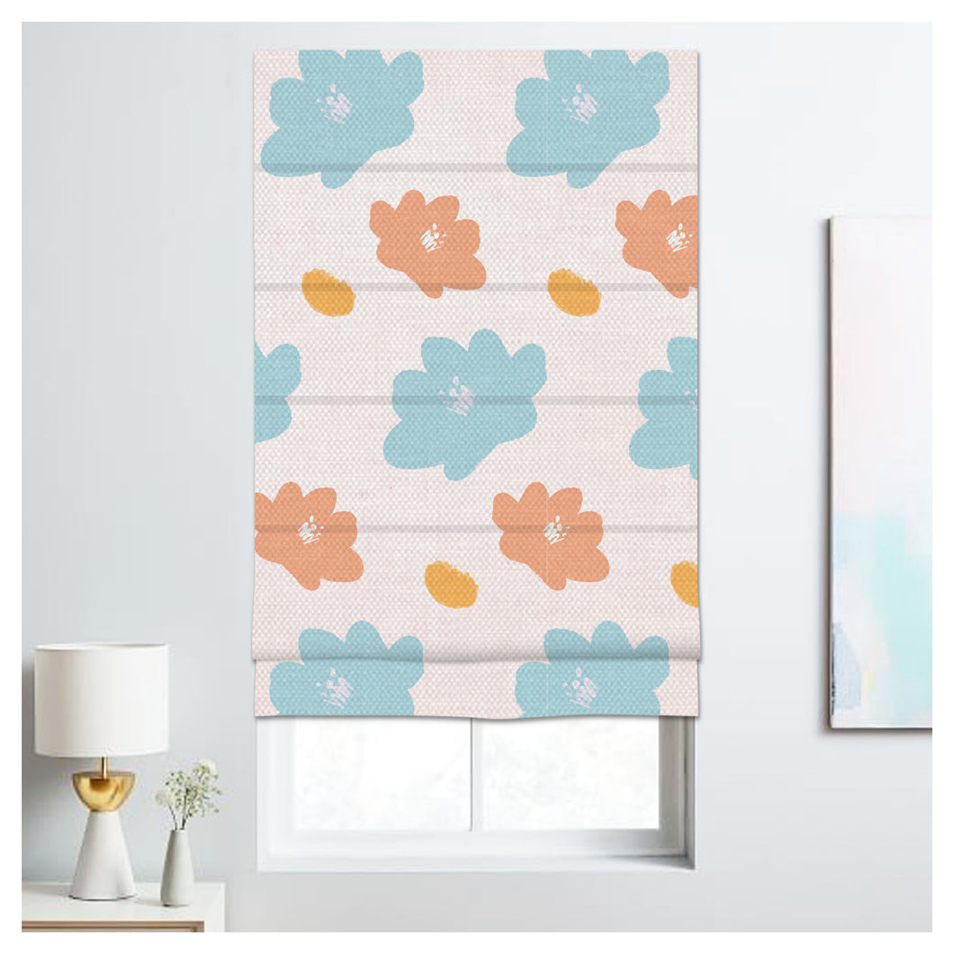 Hand Drawn Flowers Pattern Print Window Roman Shade