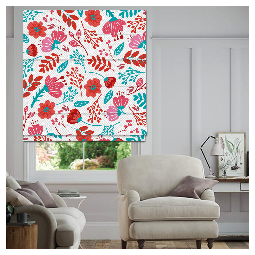 Hand Drawn Floral Pattern Print Window Roman Shade