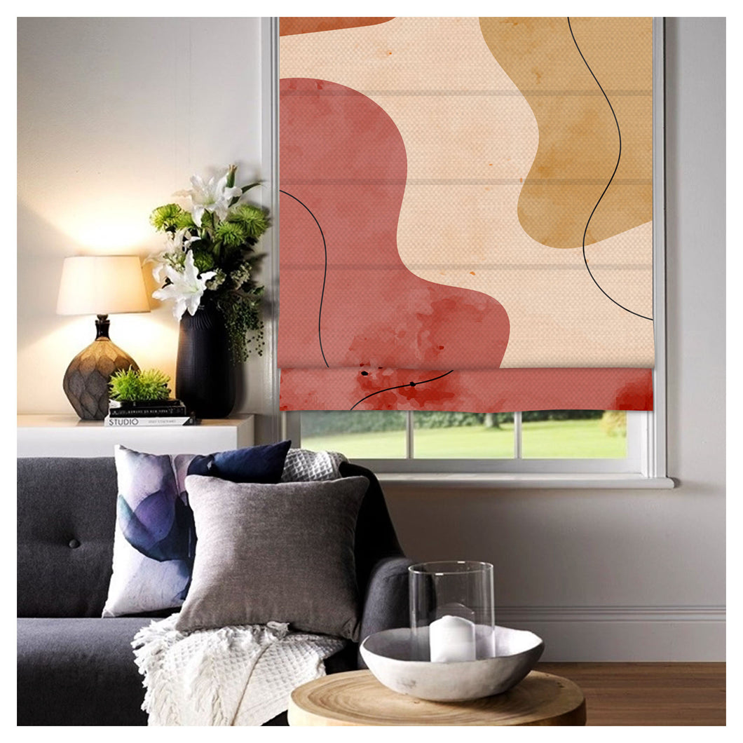 Boho Abstract Water Color Print Roman Shade