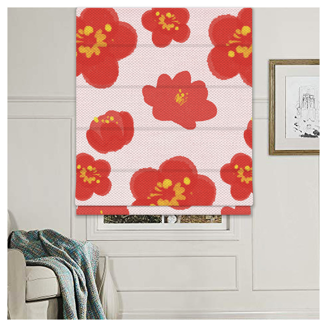 Hand Drawn Flowers Pattern Print Window Roman Shade