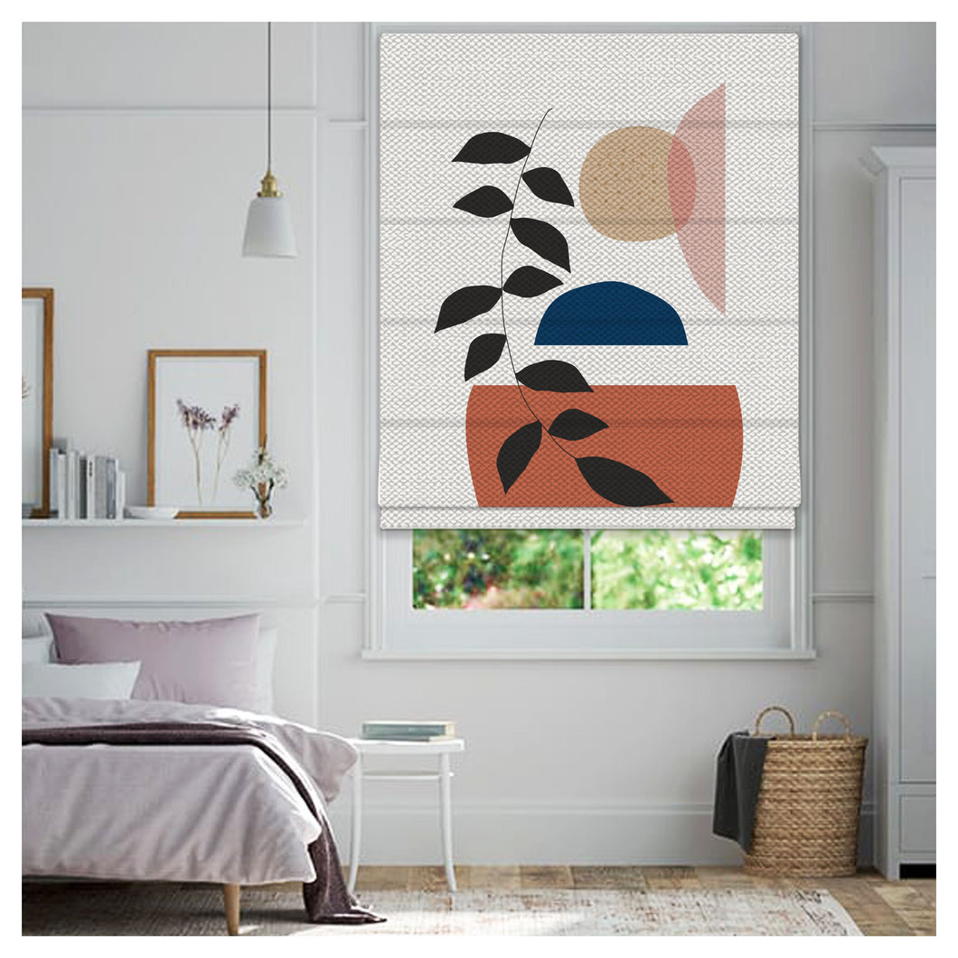 Modern Boho Organic Tropical Leaf Abstract Window Roman Shade