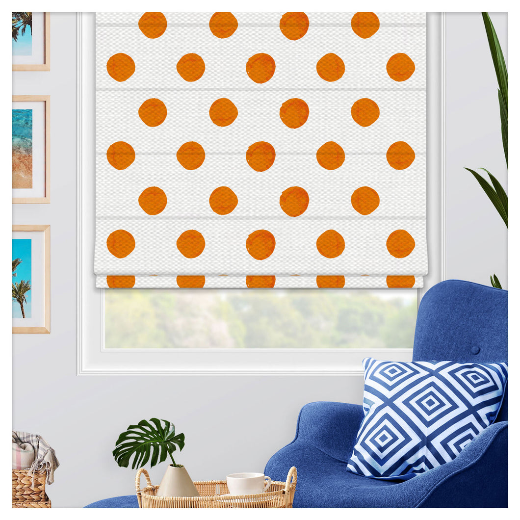 Watercolor Orange Polka Dots Pattern Scandinavian Print Window Roman Shade