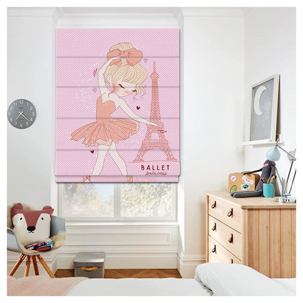 Ballerina in Eiffel Tower Nursery Window Roman Shade