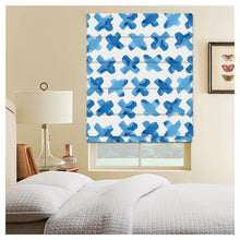 Load image into Gallery viewer, Blue Watercolor Cross Shape Window Roman Shade
