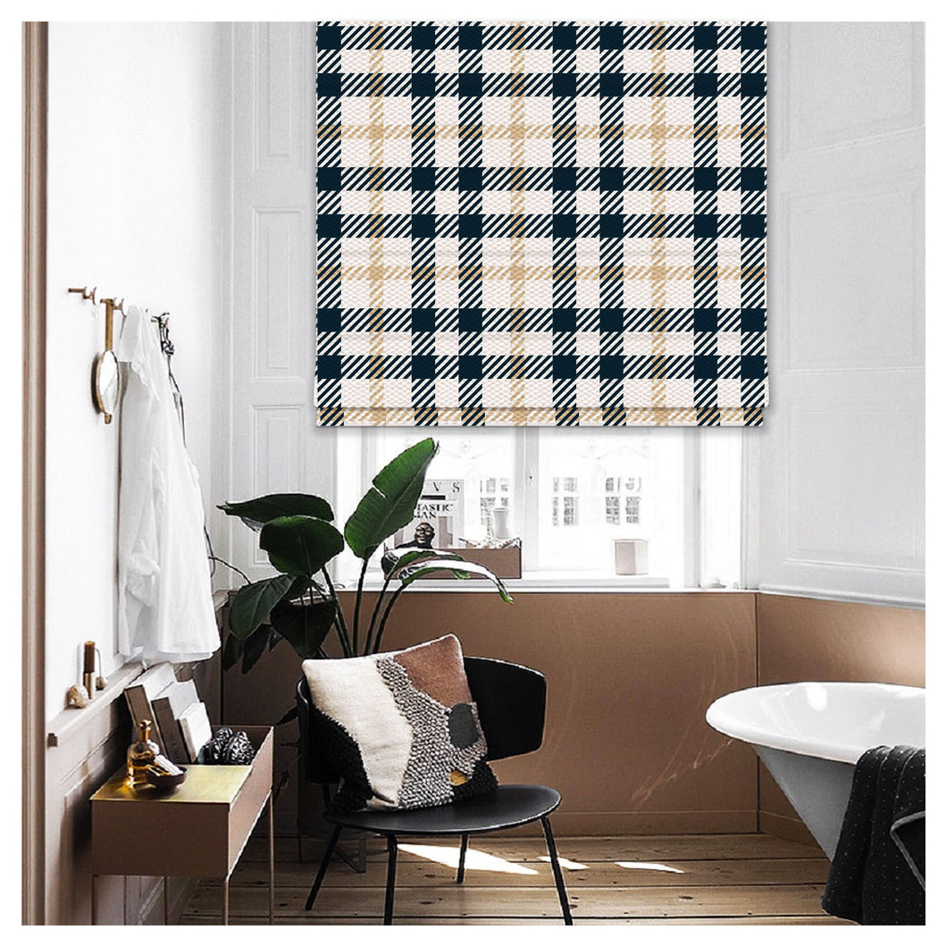 Elegant Tartan Pattern Print Window Roman Shade