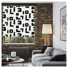 Load image into Gallery viewer, Black and White Monochrome Geometric Pattern Window Roman Shade
