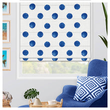 Load image into Gallery viewer, Watercolor Blue Polka Dots Pattern Scandinavian Print Window Roman Shade
