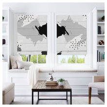 Load image into Gallery viewer, Black &amp; White Abstract Scandinavian Print Window Roman Shade
