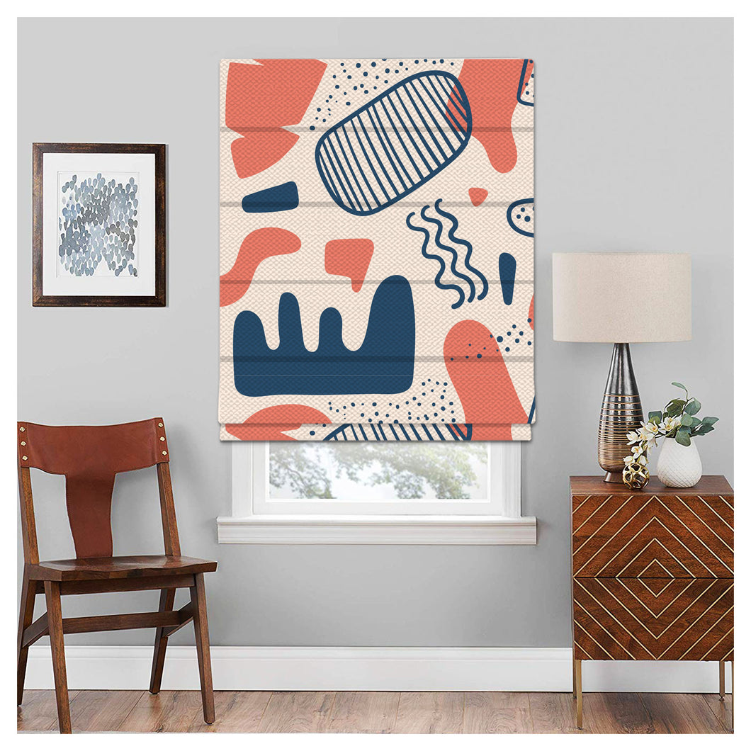 Abstract Various Shapes Pattern Linen Window Roman Shade