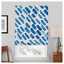 Load image into Gallery viewer, Blue Watercolor Brush Paints Window Roman Shade
