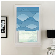 Load image into Gallery viewer, Paper Style Blue Shades Wavy Pattern Print Window Roman Shade
