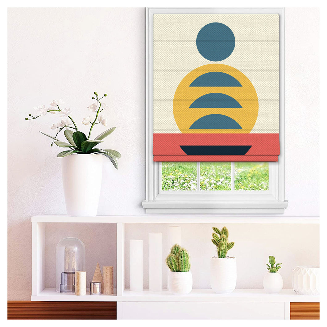 Collage Geometric Bauhaus Style Pattern Print Window Roman Shade