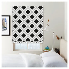 Load image into Gallery viewer, Black And White Diamond Shapes Pattern Window Roman Shade
