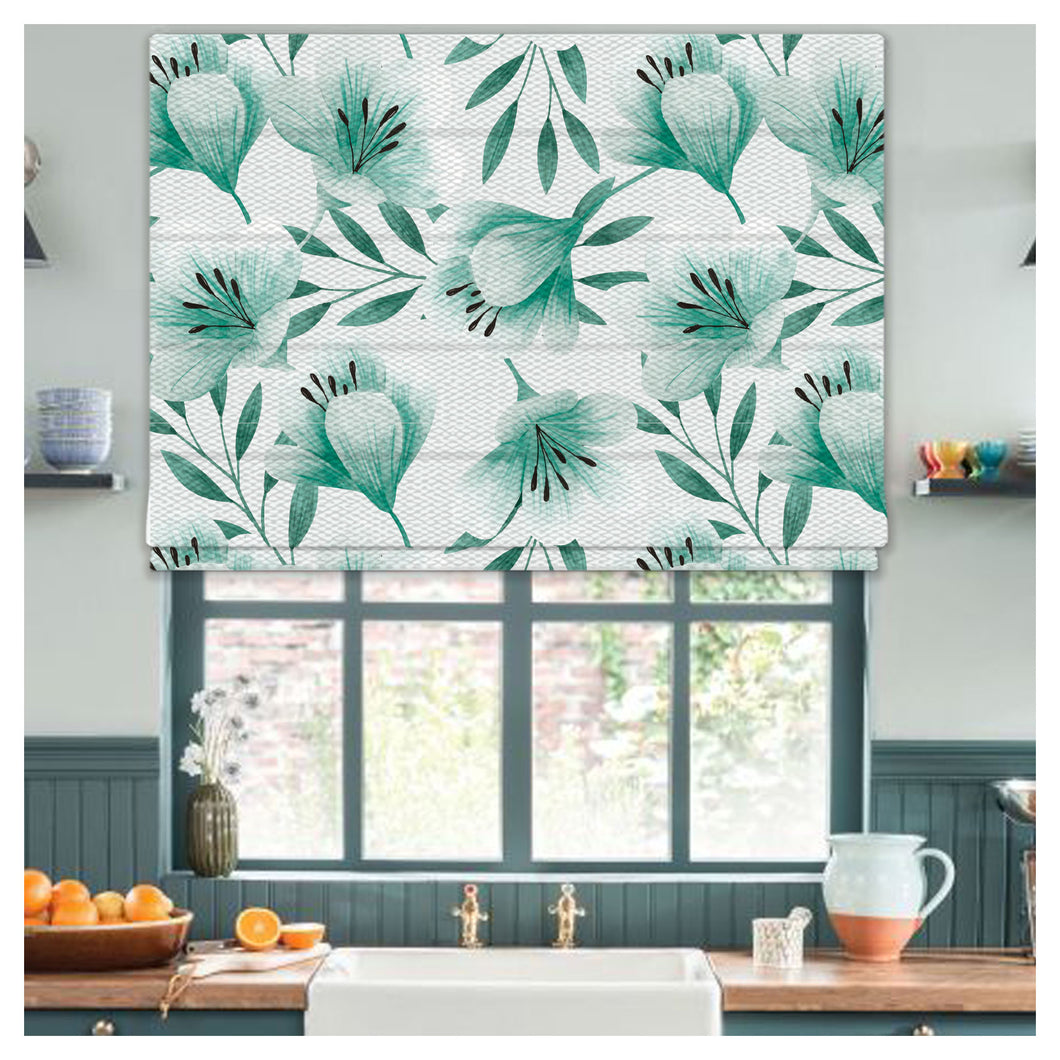 Watercolor Floral Pattern Print Window Roman Shade