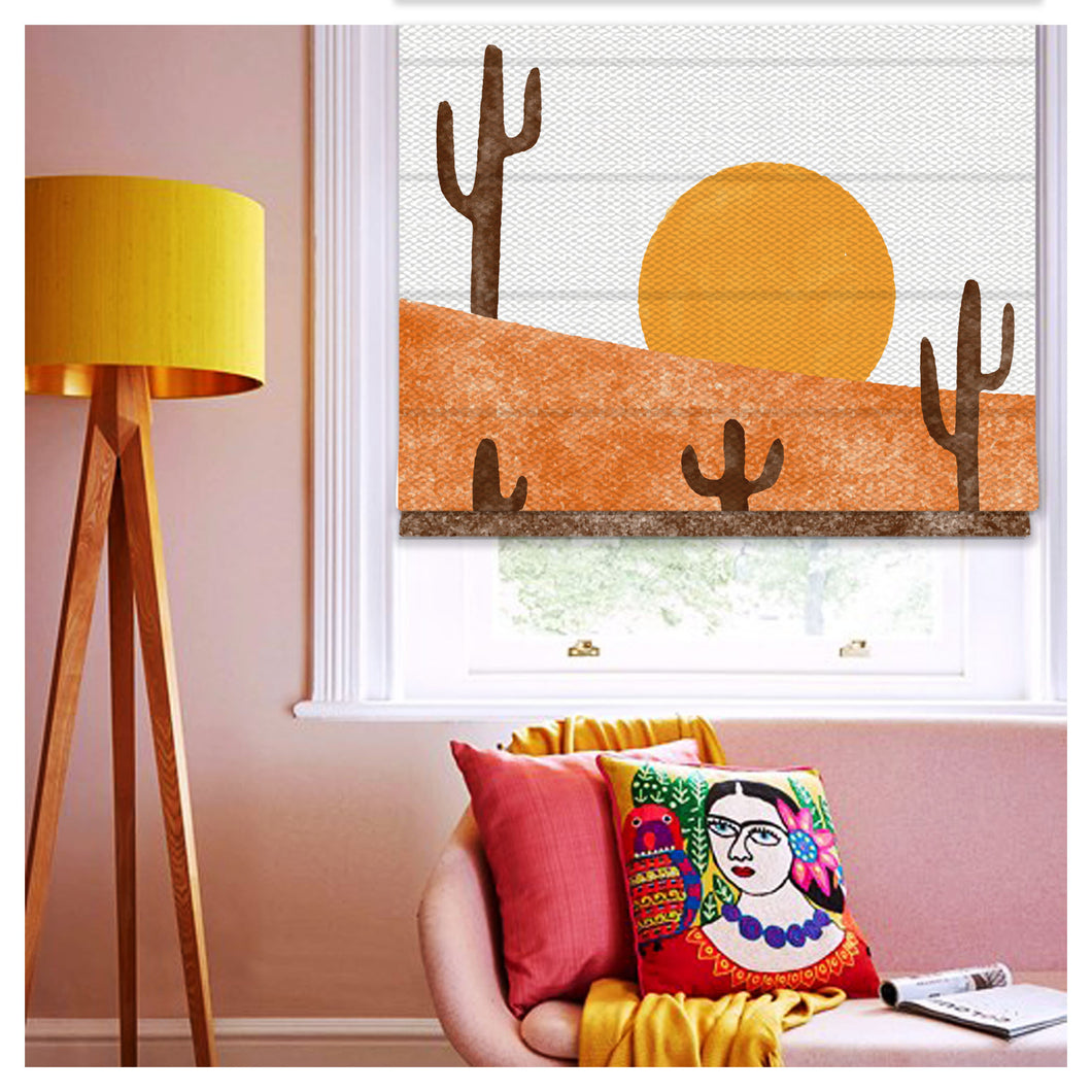 Boho Desert Landscape Pattern Print Window Roman Shade