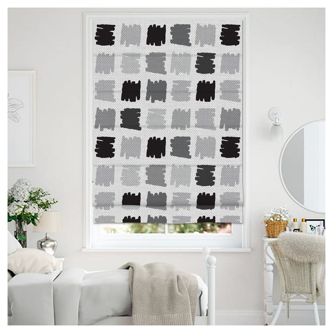 Black and White Square Nordic Scandinavian Window Roman Shade