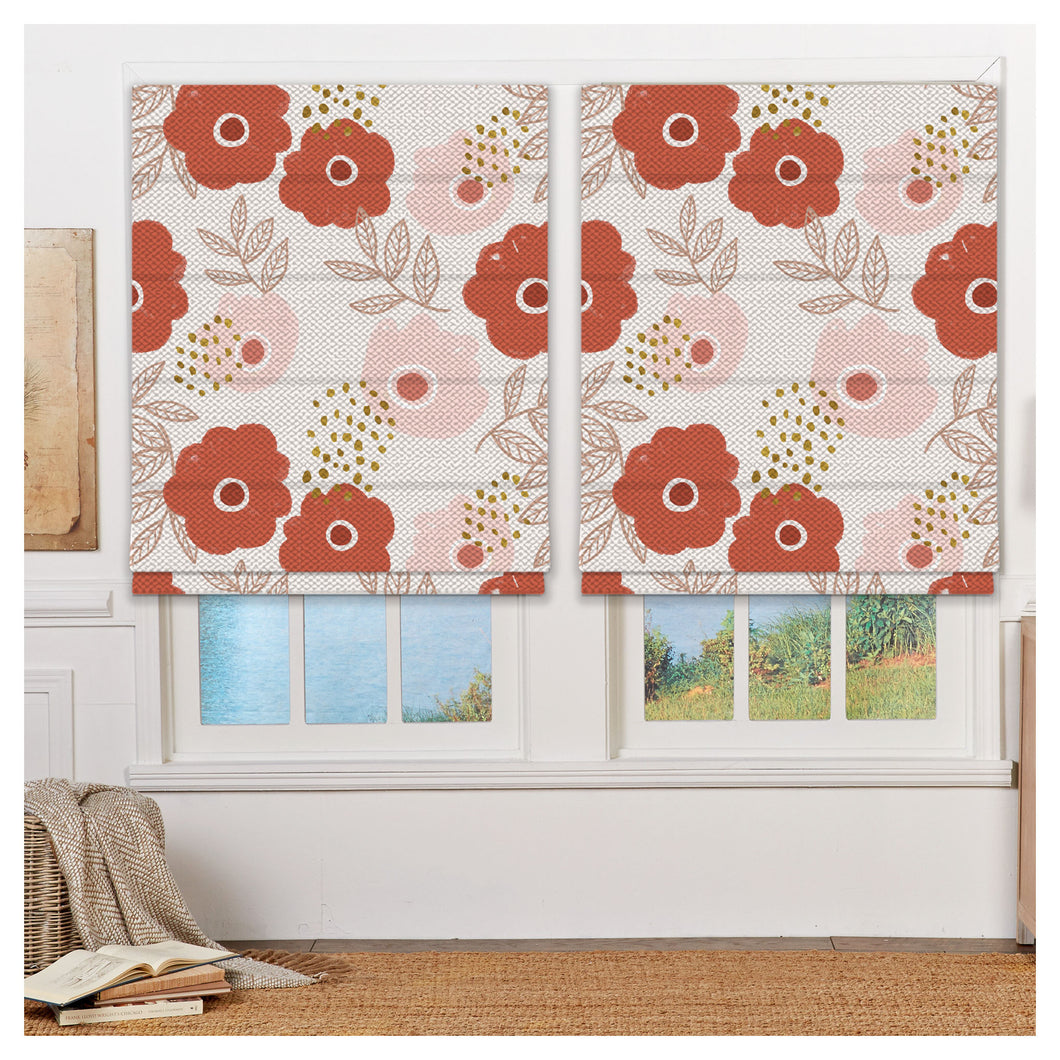 Flower Doodle Pattern Print Window Roman Shade