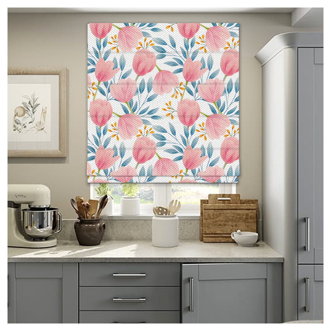 Watercolor Floral Pattern Print Window Roman Shade