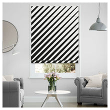 Load image into Gallery viewer, Black And White Geometric Lines Pattern Window Roman Shade
