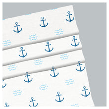 Load image into Gallery viewer, Anchor Marine Sea Wheel Navy Print Roman Shade
